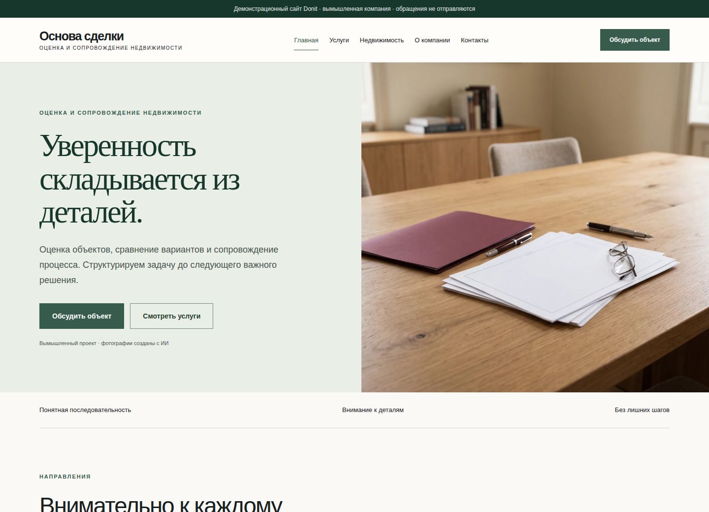 Главная страница шаблона «Сопровождение сделок»